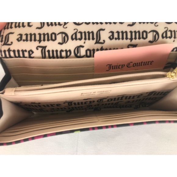 Juicy Couture Women's Wallet Clutch Black Logo Pattern New - Picture 5 of 8